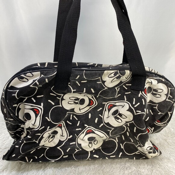 Vintage Mickey Unlimited Mickey Mouse Pattern Canvas Duffel Travel Bag - Picture 2 of 12